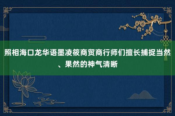 照相海口龙华语墨凌筱商贸商行师们擅长捕捉当然、果然的神气清晰
